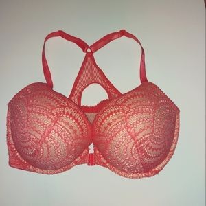 Victorias Secret Dark Pink Lacey Racerback Pushup 36DD Bra